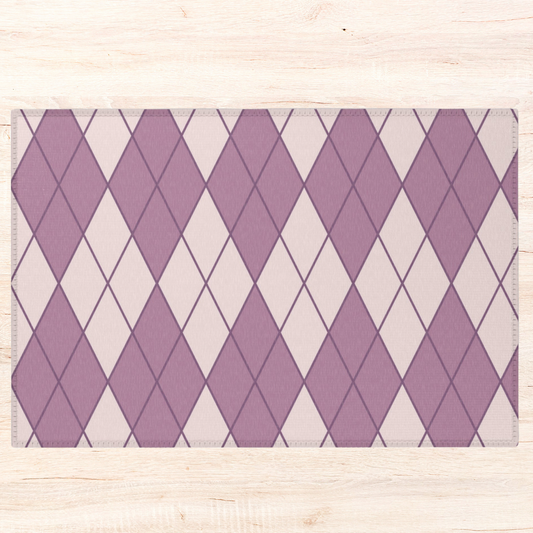 Purple Argyle Pet Playpen Mat - Soft Chenille Floor Rug for Rabbits & Small Pets