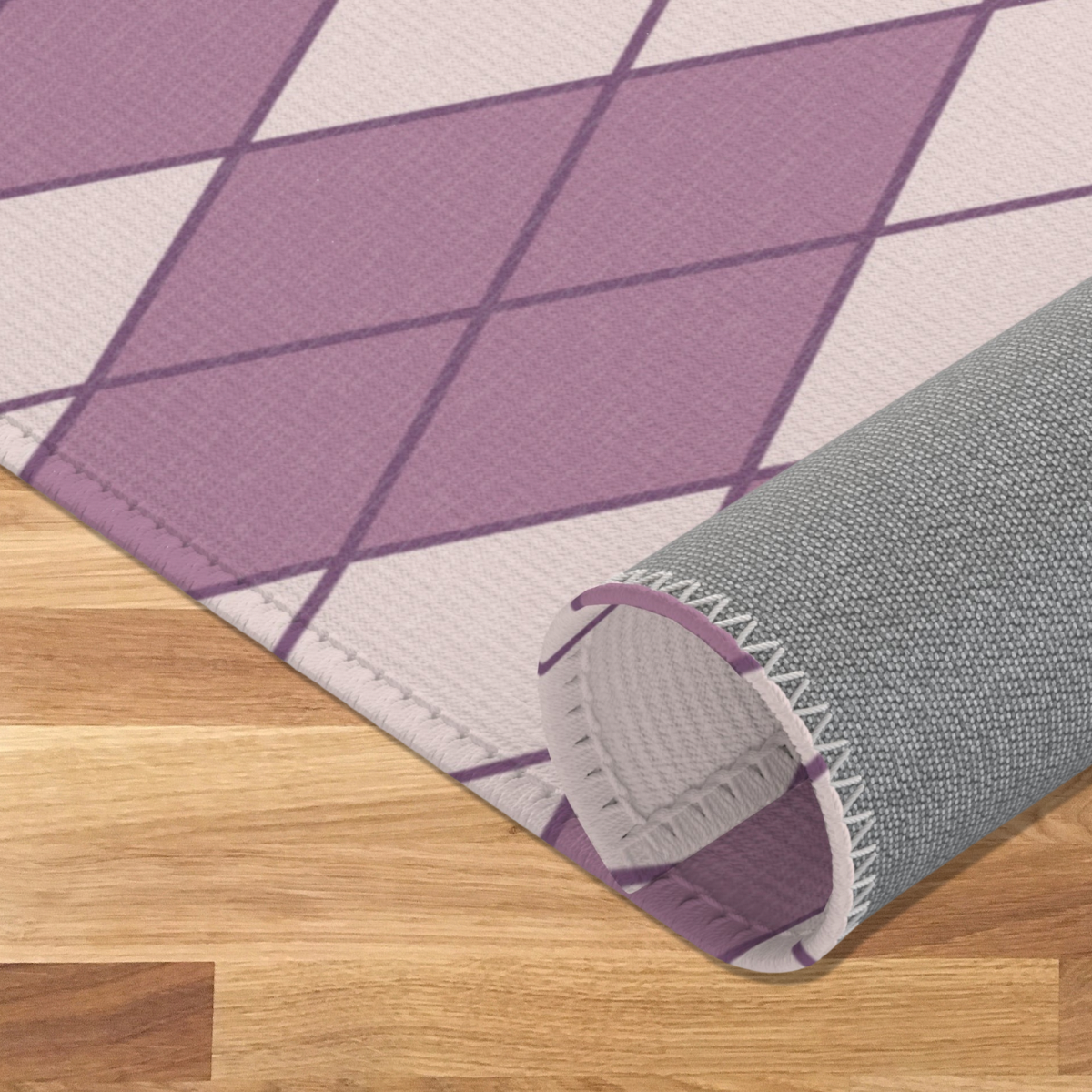 Purple Argyle Pet Playpen Mat - Soft Chenille Floor Rug for Rabbits & Small Pets