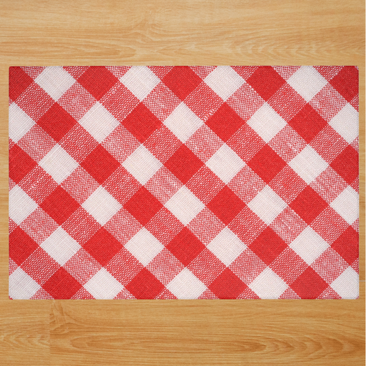 Red Picnic Pet Playpen Mat - Soft Chenille Floor Rug for Rabbits & Small Pets