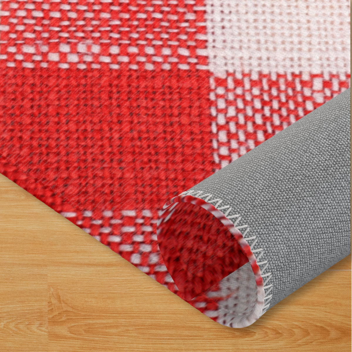 Red Picnic Pet Playpen Mat - Soft Chenille Floor Rug for Rabbits & Small Pets
