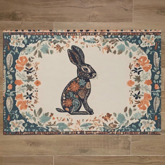 Floral Bunny Play Mat 48" × 72"