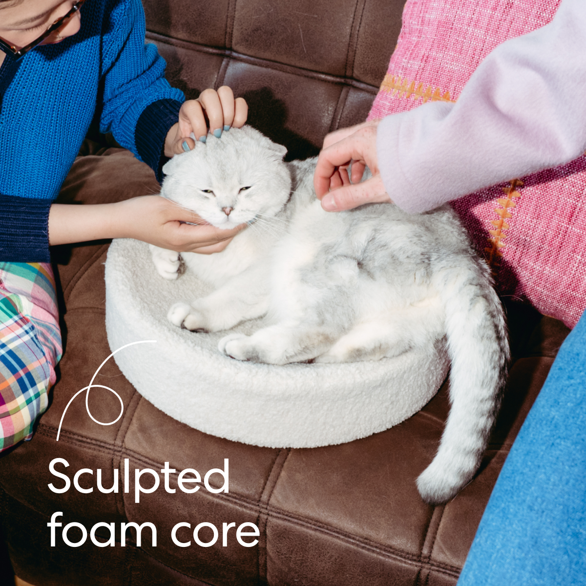 Kip Premium Cat Bed - Designer Faux Shearling Cushion with Memory Foam