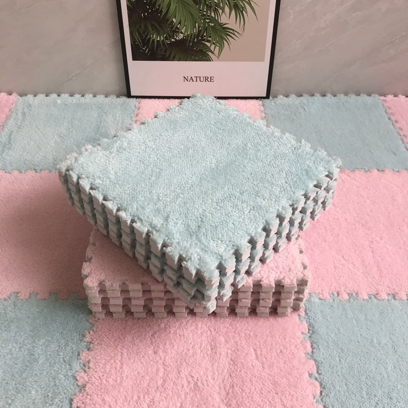 Soft Plush Carpet Tiles - Pet-Safe Floor Covering for Rabbit Play Areas