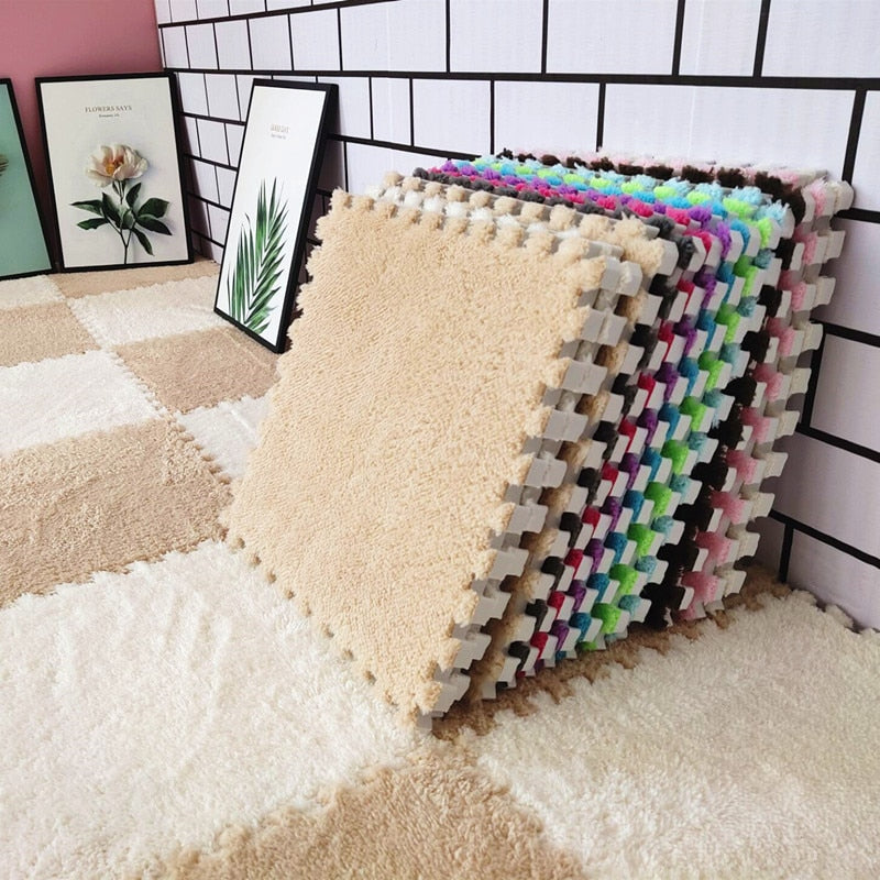 Soft Plush Carpet Tiles - Pet-Safe Floor Covering for Rabbit Play Areas