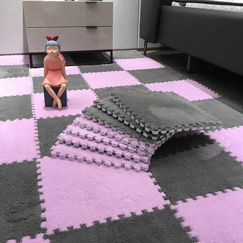 Soft Plush Carpet Tiles - Pet-Safe Floor Covering for Rabbit Play Areas