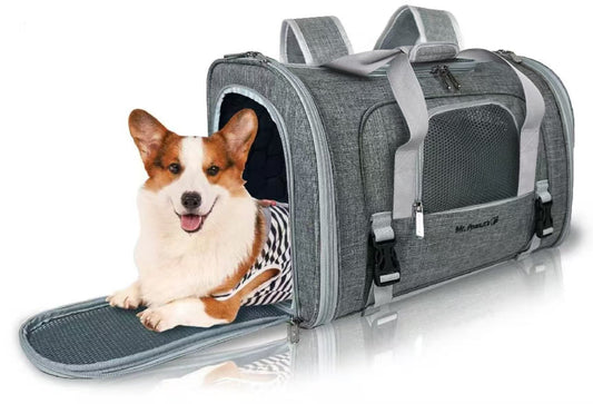 Mr. Peanut's Monterey Series Airline Compliant Horizontal Backpack Pet Carrier Medium Platinum Gray