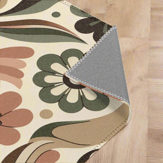 Earthy Floral Pet Rug - Soft Chenille Floor Mat for Rabbits & Small Pets