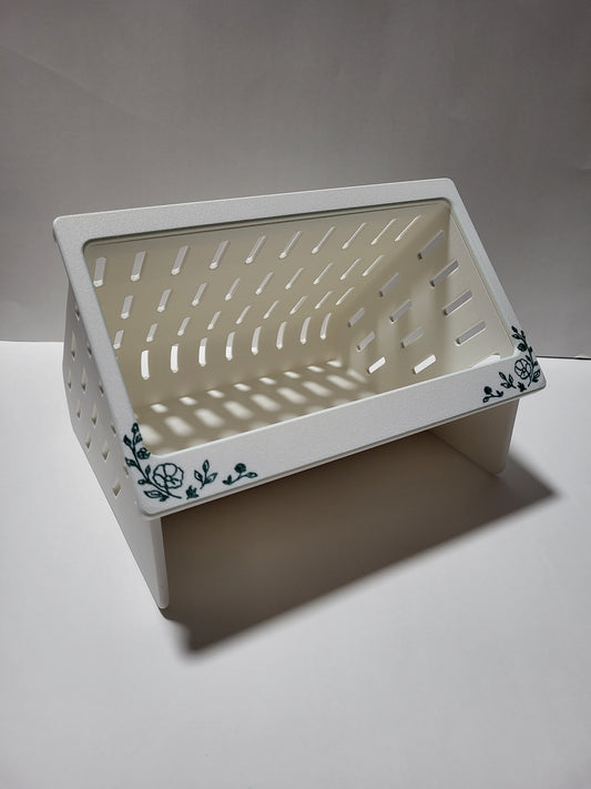 Rescue Friday Floral Faceplate — Matte White & Silk Dark Green Faceplate + Feeder
