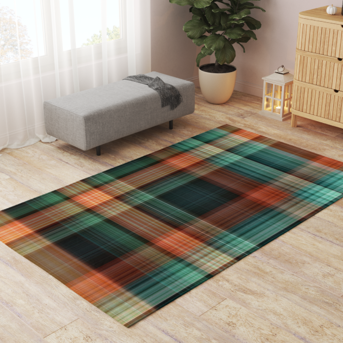 Green Flannel Pet Mat - Soft Washable Floor Rug for Rabbits & Small Pets 48" × 72"