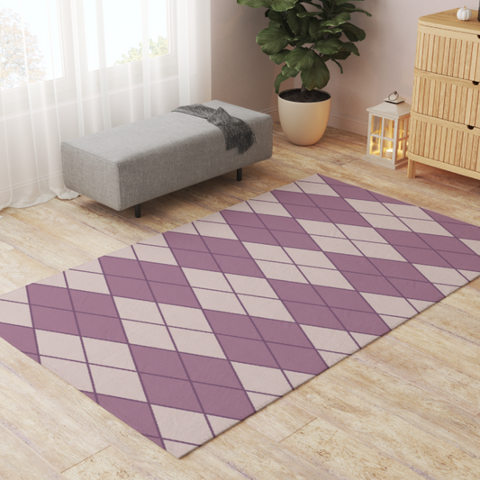 Purple Argyle Pet Playpen Mat - Soft Chenille Floor Rug for Rabbits & Small Pets