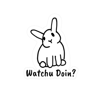 Curious Bunny 'watchu doin' - Vinyl Decal 3" x 4" Kiss-Cut Satin