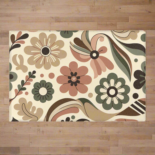Earthy Floral Pet Rug - Soft Chenille Floor Mat for Rabbits & Small Pets