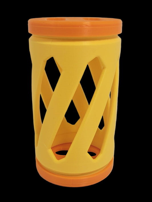 orange and yellow rabbit hay roller toy