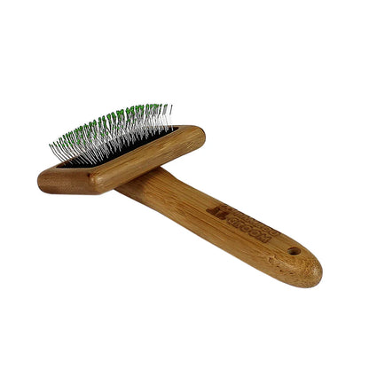 Bamboo Groom Soft Slicker Brush with Stainless Steel Pins & Comfort Tips- Small