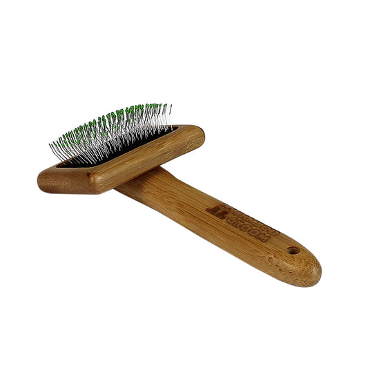 Bamboo Groom Soft Slicker Brush with Stainless Steel Pins & Comfort Tips- Small