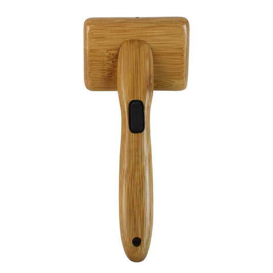 Bamboo Groom Soft Slicker Brush with Stainless Steel Pins & Comfort Tips- Small