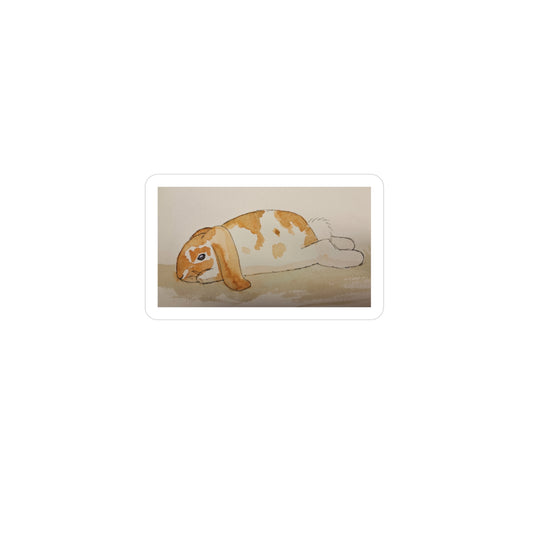 Vinyl Decal - Holland Lop Rabbit Sploot Design 3" x 4" Kiss-Cut Satin