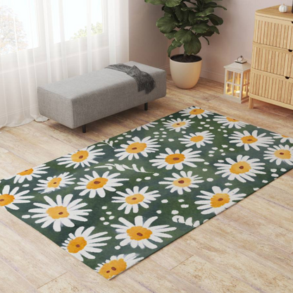 Rabbit Mat, Green Daisy 48" × 72"