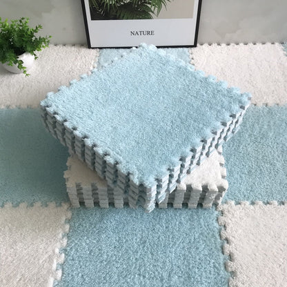Soft Plush Carpet Tiles - Pet-Safe Floor Covering for Rabbit Play Areas
