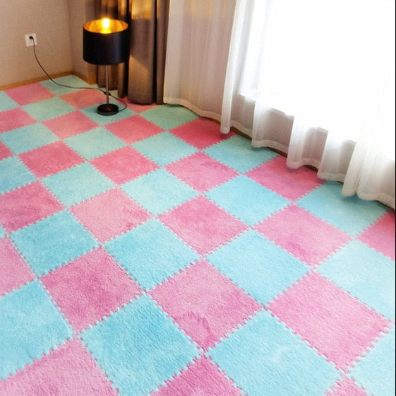 Soft Plush Carpet Tiles - Pet-Safe Floor Covering for Rabbit Play Areas