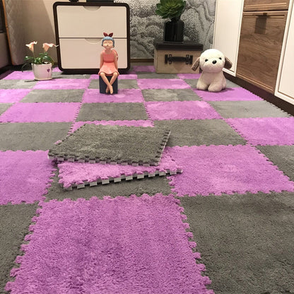 Soft Plush Carpet Tiles - Pet-Safe Floor Covering for Rabbit Play Areas