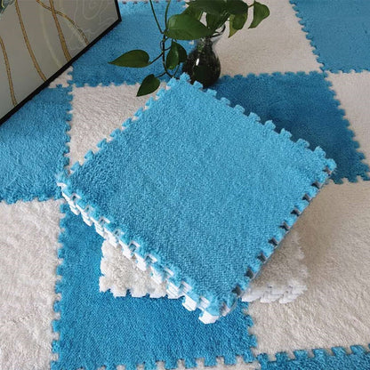 Soft Plush Carpet Tiles - Pet-Safe Floor Covering for Rabbit Play Areas