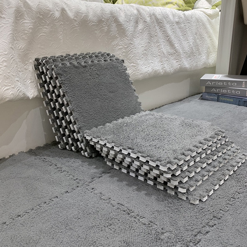 Soft Plush Carpet Tiles - Pet-Safe Floor Covering for Rabbit Play Areas