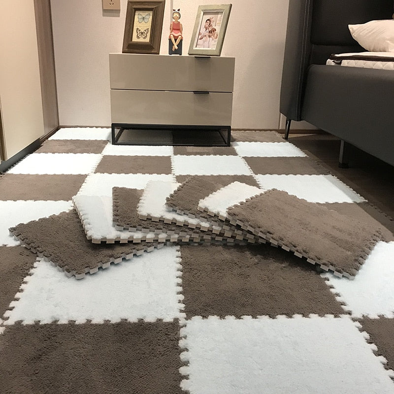 Soft Plush Carpet Tiles - Pet-Safe Floor Covering for Rabbit Play Areas