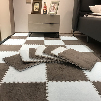 Soft Plush Carpet Tiles - Pet-Safe Floor Covering for Rabbit Play Areas