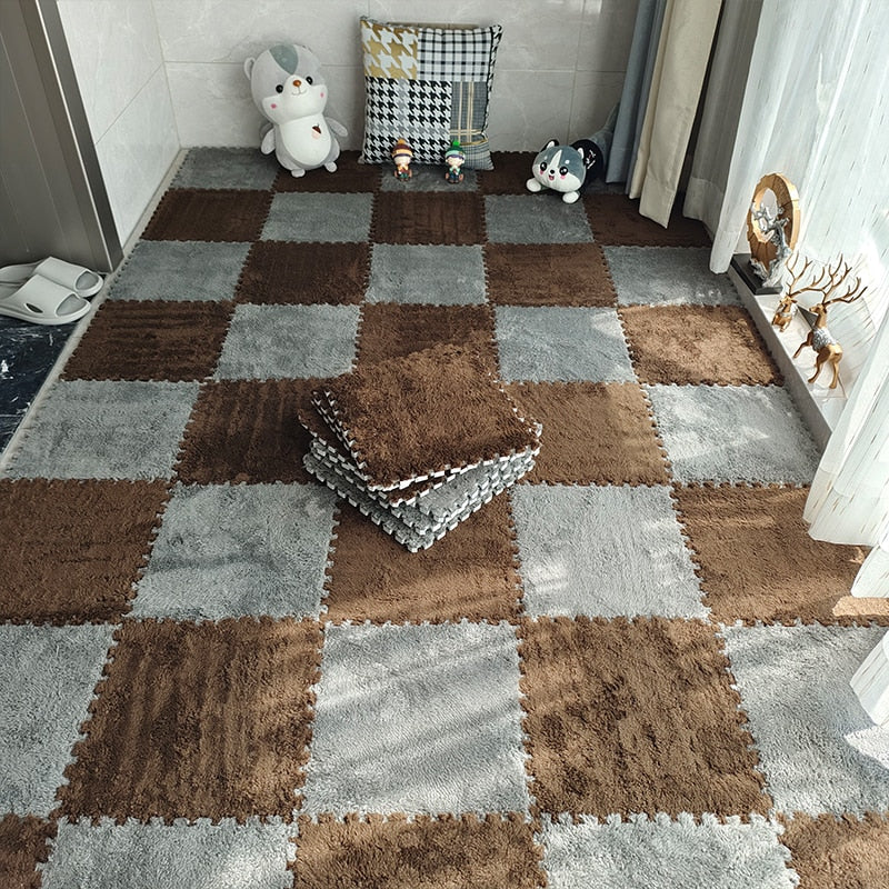 Soft Plush Carpet Tiles - Pet-Safe Floor Covering for Rabbit Play Areas