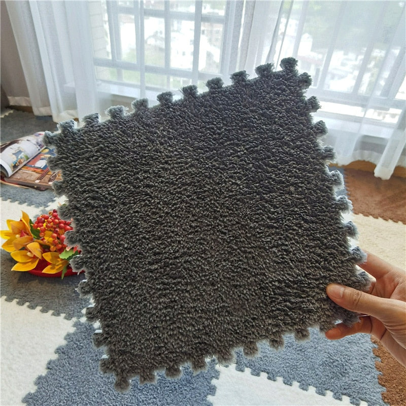Soft Plush Carpet Tiles - Pet-Safe Floor Covering for Rabbit Play Areas