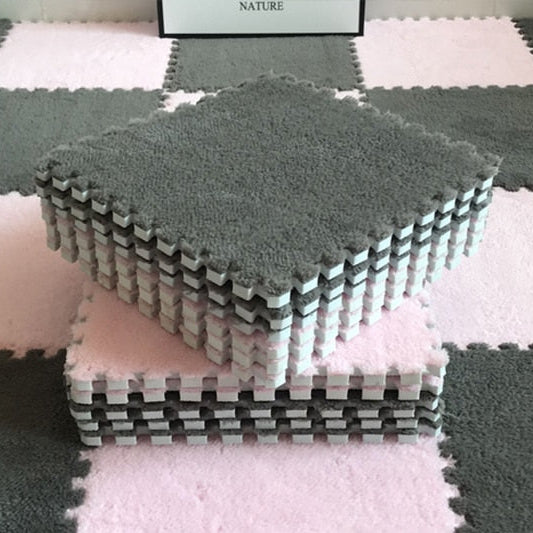Soft Plush Carpet Tiles - Pet-Safe Floor Covering for Rabbit Play Areas