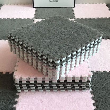 Soft Plush Carpet Tiles - Pet-Safe Floor Covering for Rabbit Play Areas
