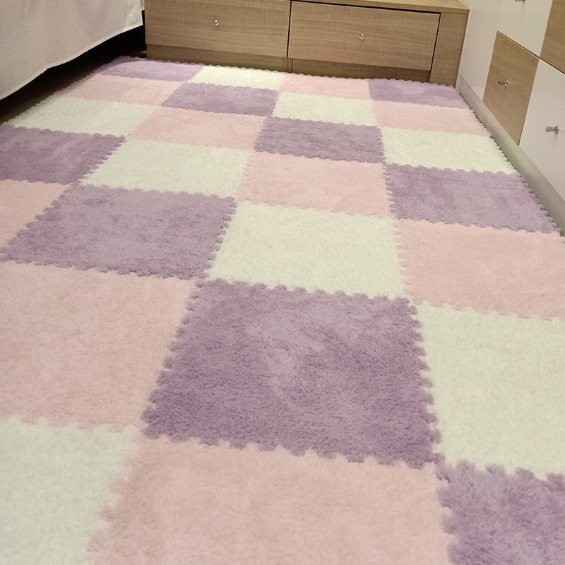 Soft Plush Carpet Tiles - Pet-Safe Floor Covering for Rabbit Play Areas