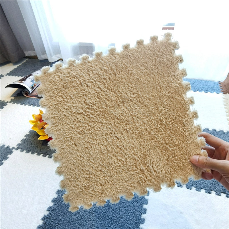 Soft Plush Carpet Tiles - Pet-Safe Floor Covering for Rabbit Play Areas
