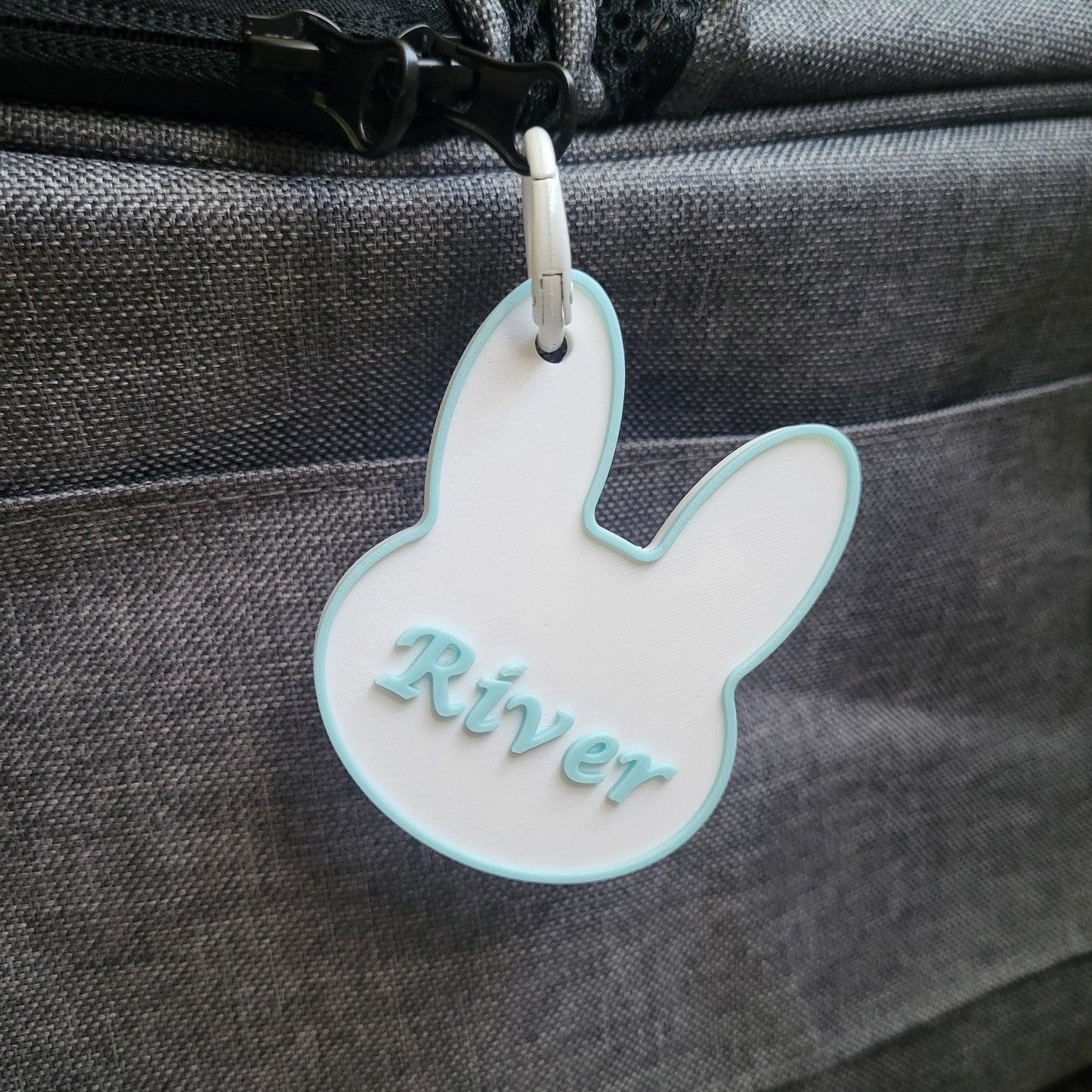Sugar Cookie Carrier Nametag — Custom Bunny & Small Pet Tag Razzyberry Blue