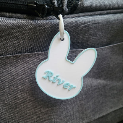 Sugar Cookie Carrier Nametag — Custom Bunny & Small Pet Tag Razzyberry Blue