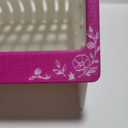 Rescue Friday Floral Faceplate — Dolly's Hot Pink & Shimmer White floral detail closeup