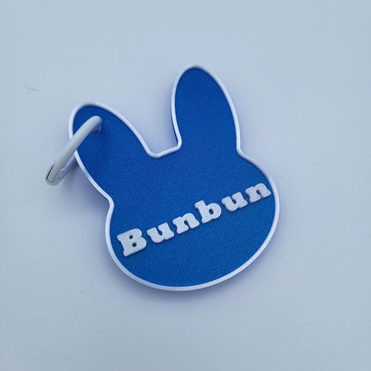Electric Blue Rabbit Carrier Nametag — Bunbun's Birthday Fundraiser Edition