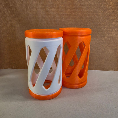 Marigold Hay Roller — Autumn 2026 Rescue Friday Collection. Left: Marigold Lid with Matte White Body. Right: All Marigold.