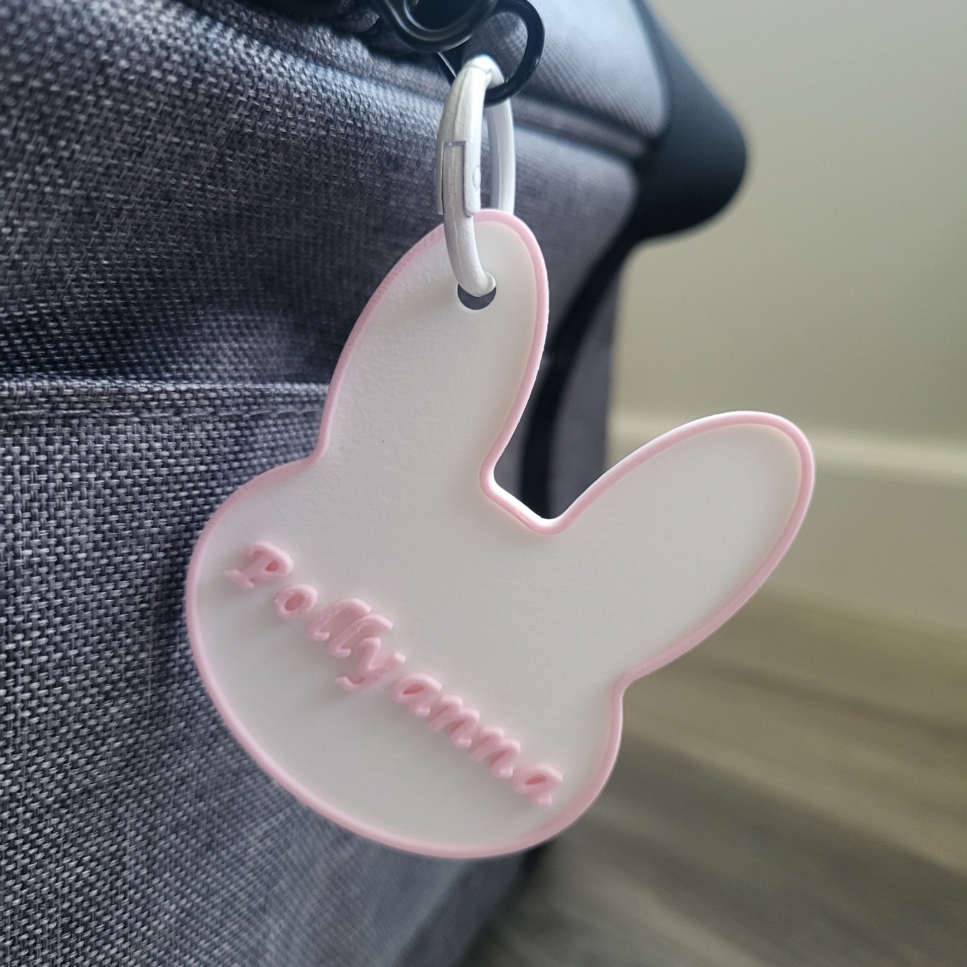 Sugar Cookie Carrier Nametag — Custom Bunny & Small Pet Tag Bubblegum Pink
