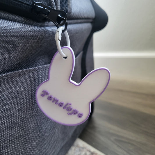 Sugar Cookie Carrier Nametag — Custom Bunny & Small Pet Tag Grape Lavender
