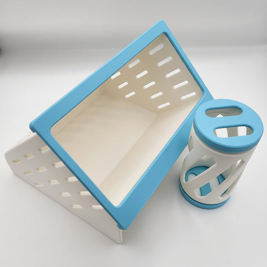 Open Air Hay Feeder and Hay Roller Bundle | 6 Colors Razzyberry Blue