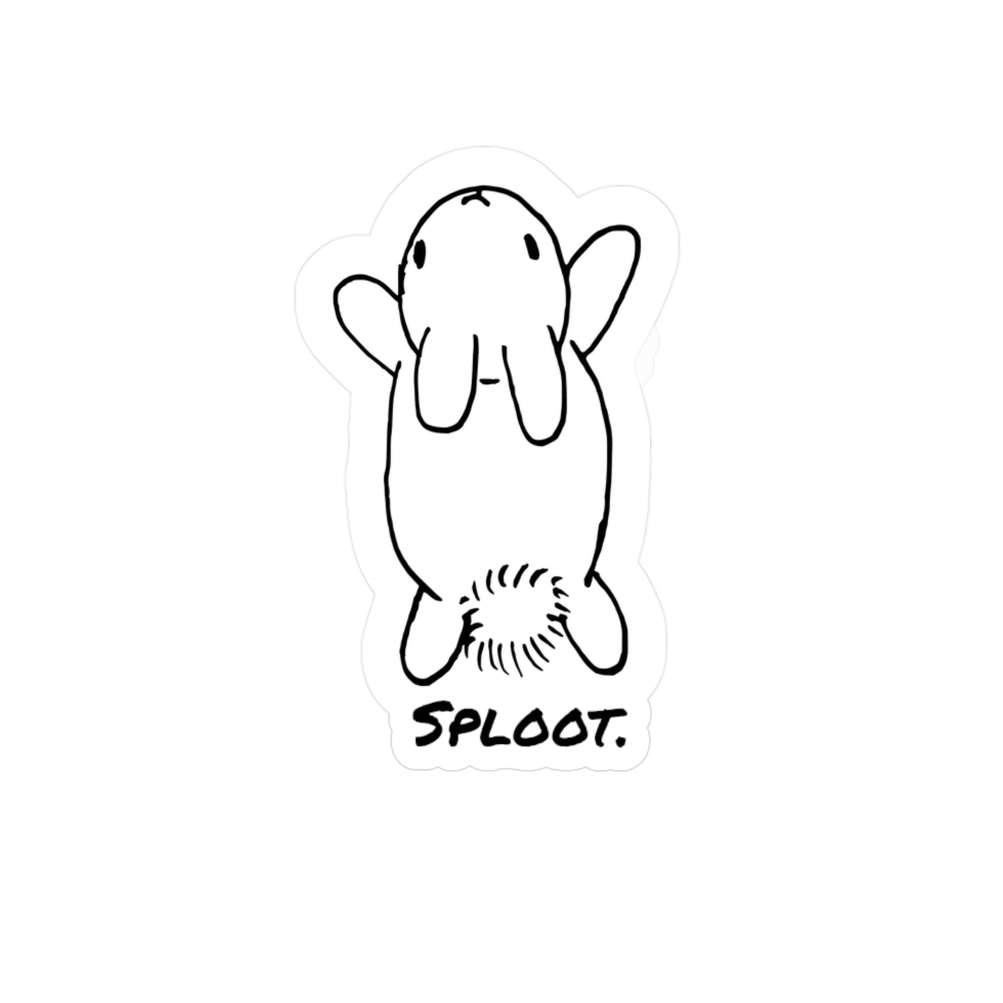 Vinyl Decal - Cute Rabbit Splooting Line Drawing 3" x 4" Kiss-Cut Satin