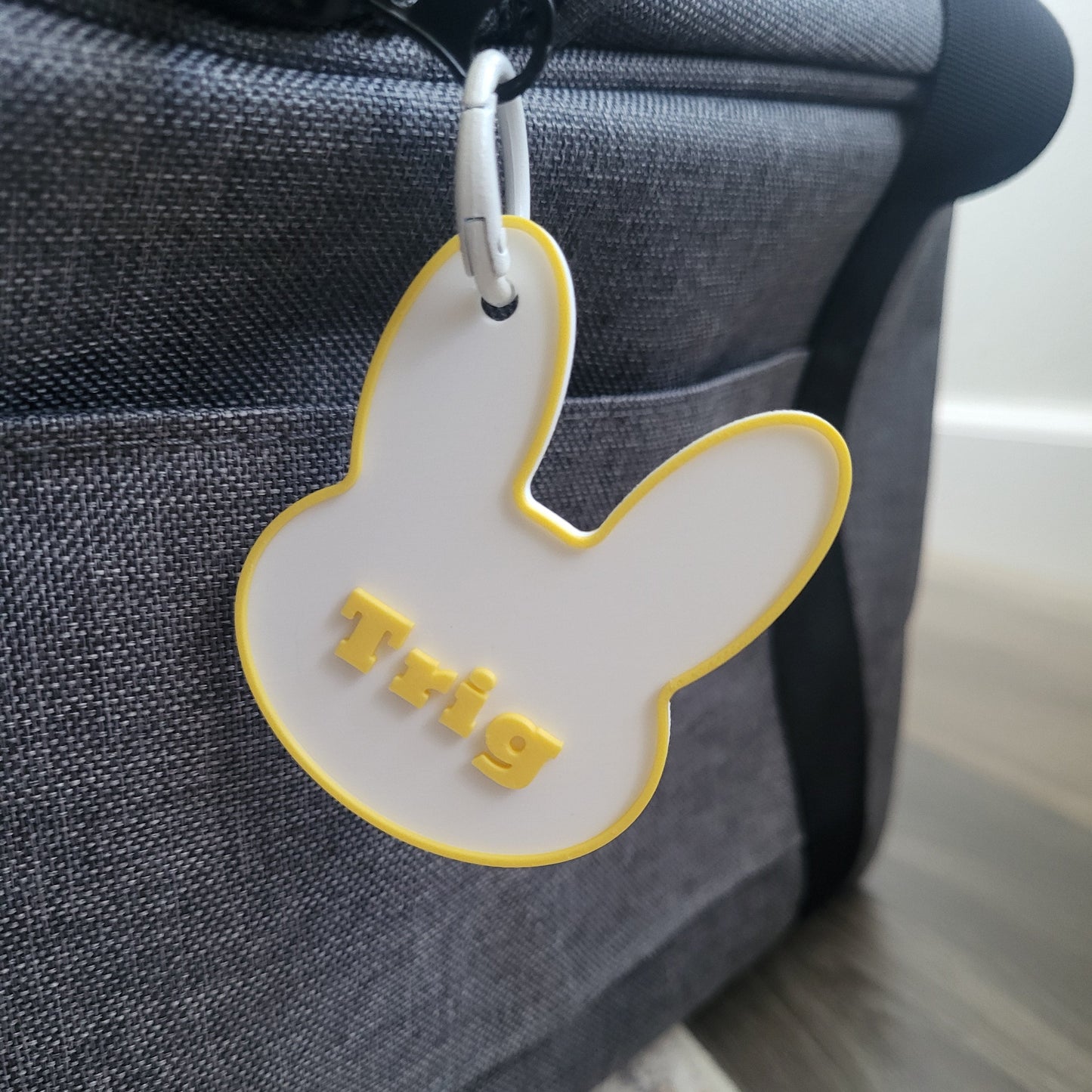 Sugar Cookie Carrier Nametag — Custom Bunny & Small Pet Tag Lemon Yellow